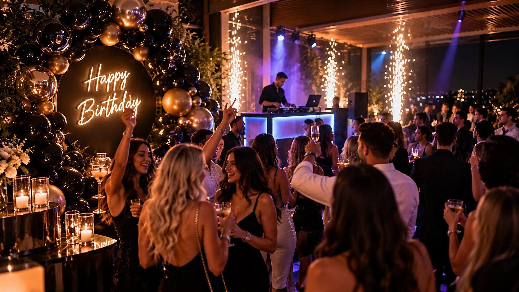 Guests dancing at a birthday party, Double Trouble Entertainment
