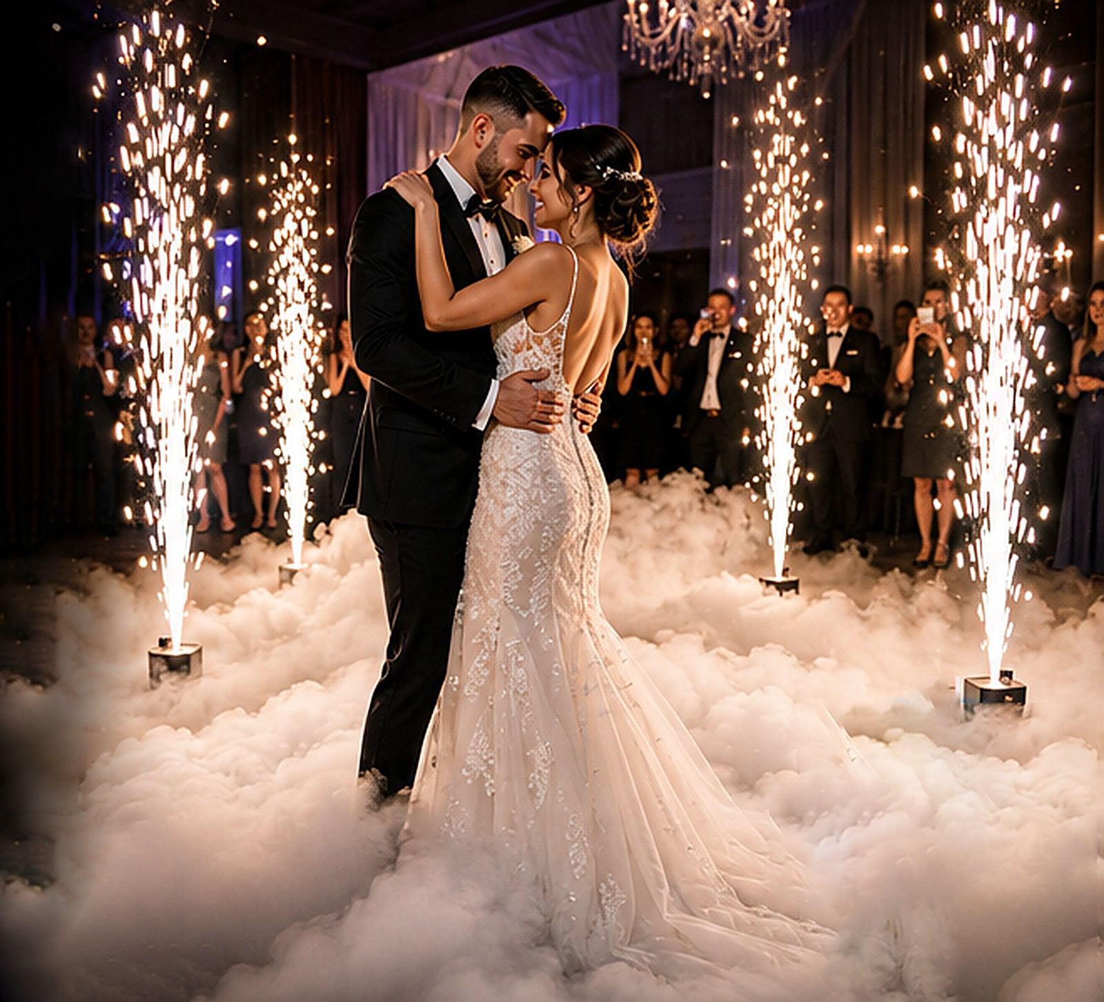 Cold Spark Indoor Fireworks at an Adelaide wedding reception, Double Trouble Entertainment