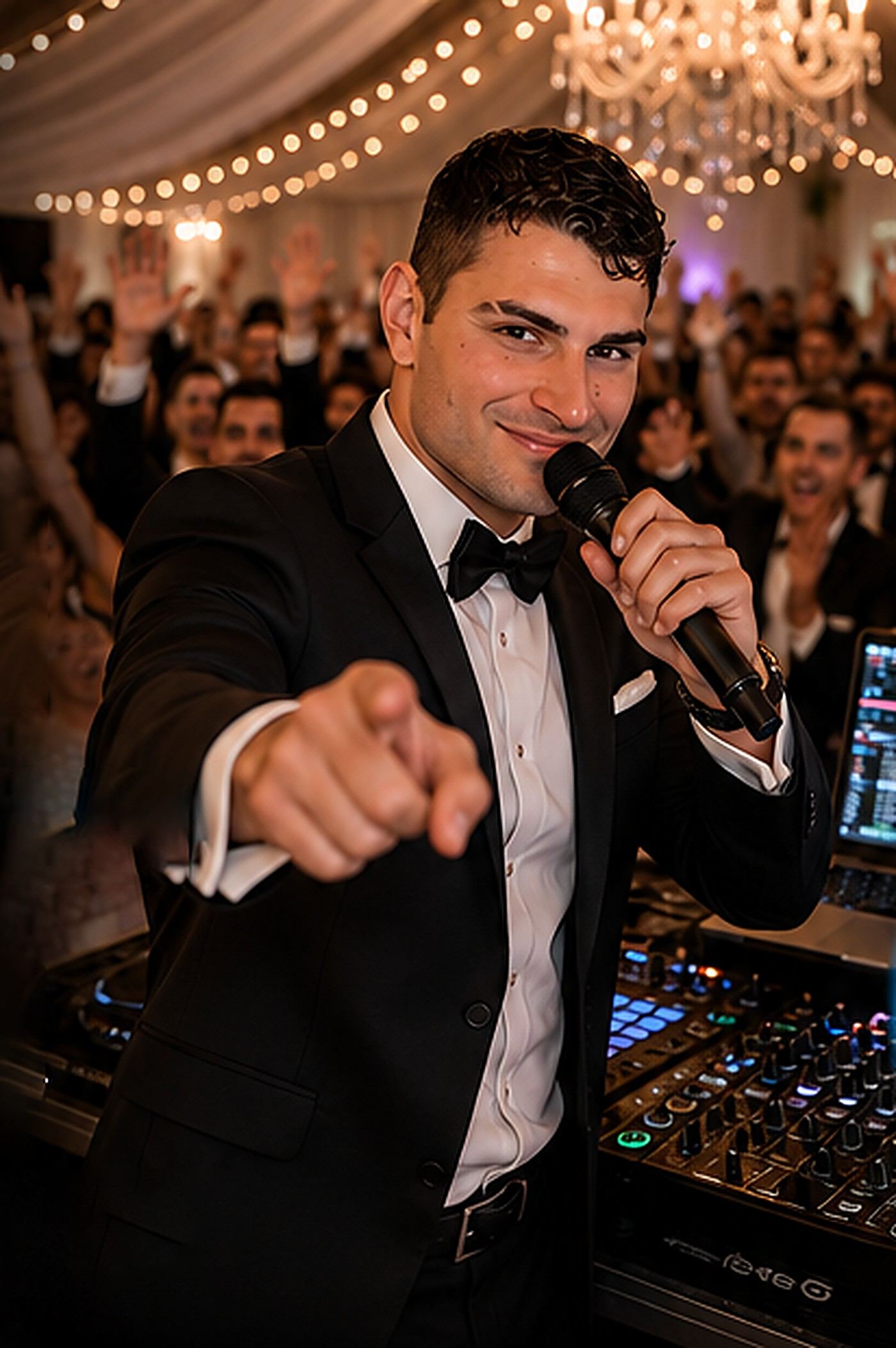 Double Trouble Entertainment MC and DJ Jesse addressing the crowd at an Adelaide wedding reception