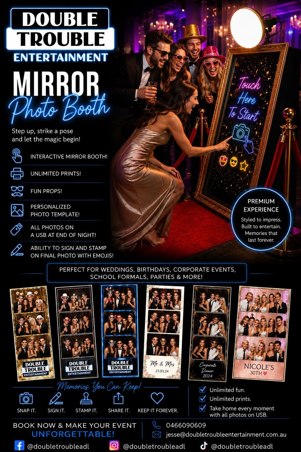 Double Trouble Entertainment Magic Mirror Photo Booth brochure