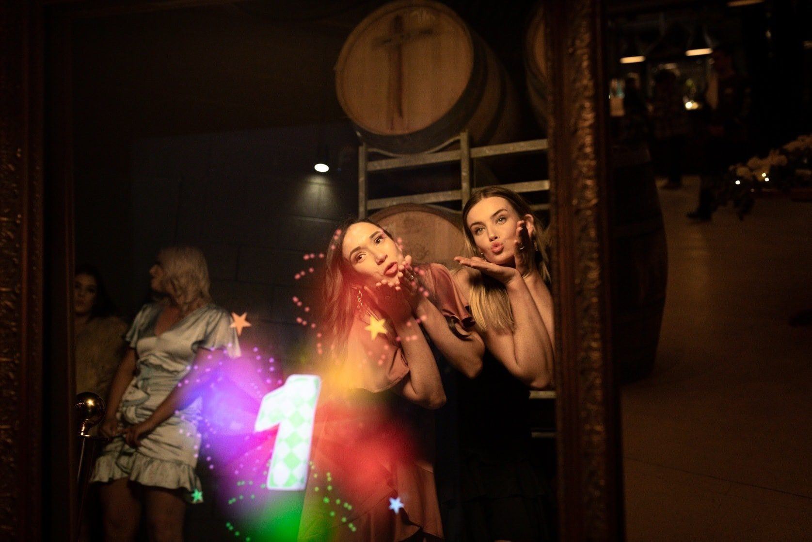 Guests using the Magic Mirror Photo Booth at an Adelaide wedding