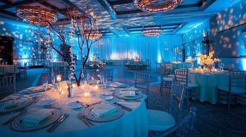Wireless Room Uplighting transforming an Adelaide wedding venue, Double Trouble Entertainment