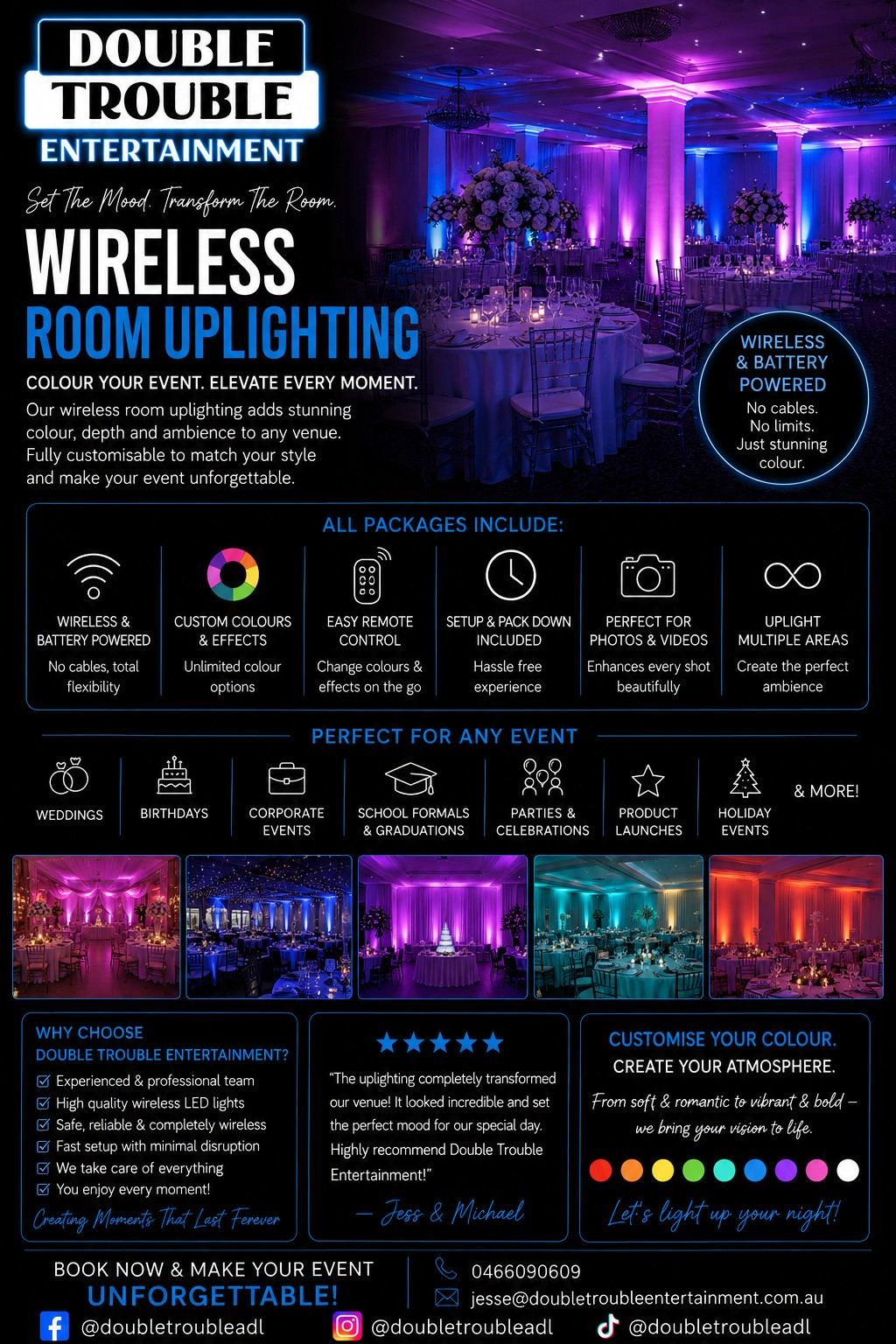 Double Trouble Entertainment Wireless Room Uplighting brochure