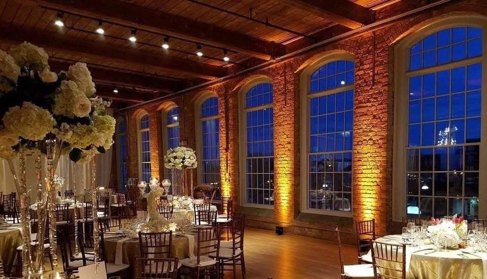 Wireless room uplighting transforming an Adelaide wedding venue